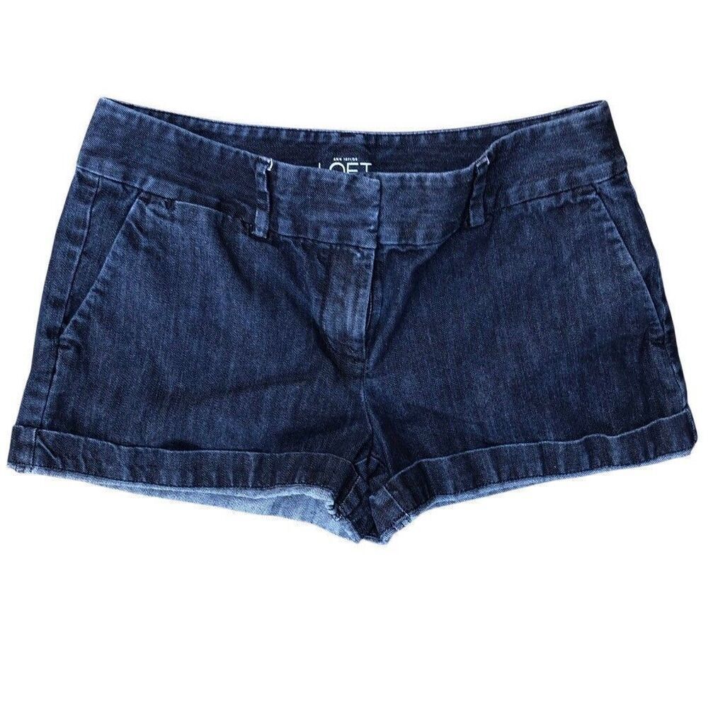 Ann Taylor Loft Dark Blue Denim Chino Cuffed 2” Shorts Size 2